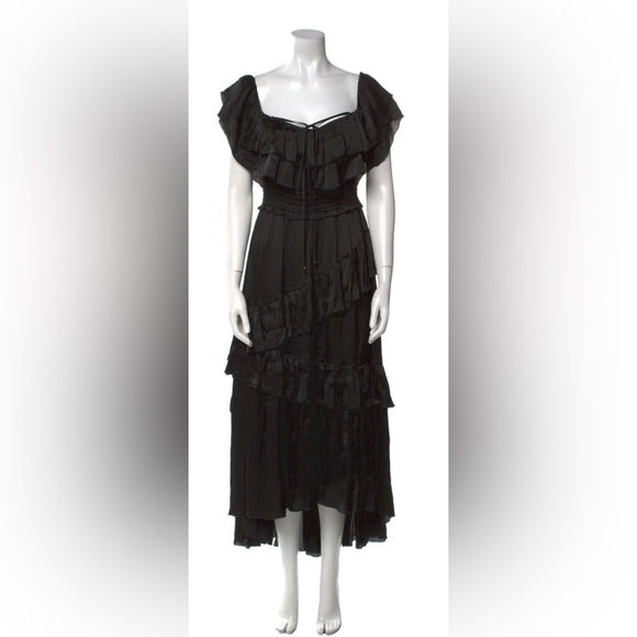 Ulla Johnson Silk Black Ruffled Dress - Picture 2 of 7